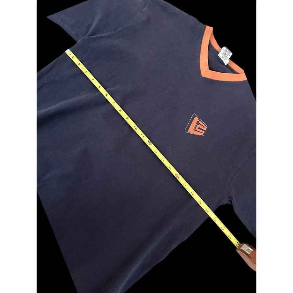 Vintage Y2K Levi‎ Strauss L2 Ringer V Neck T Shirt Large 90's Navy Orange